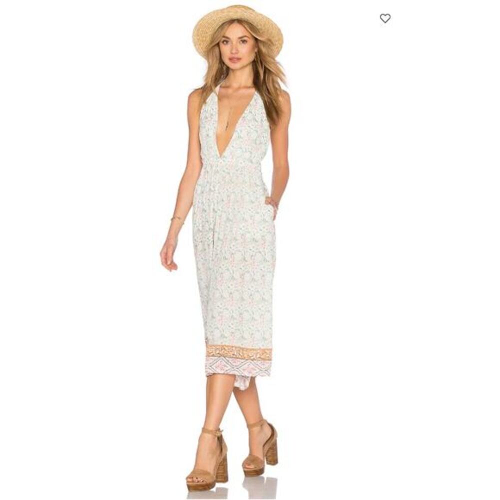 Faithfull The Brand Revolve Jumpsuit Large Boho Hippie Palazzo Floral Strappy